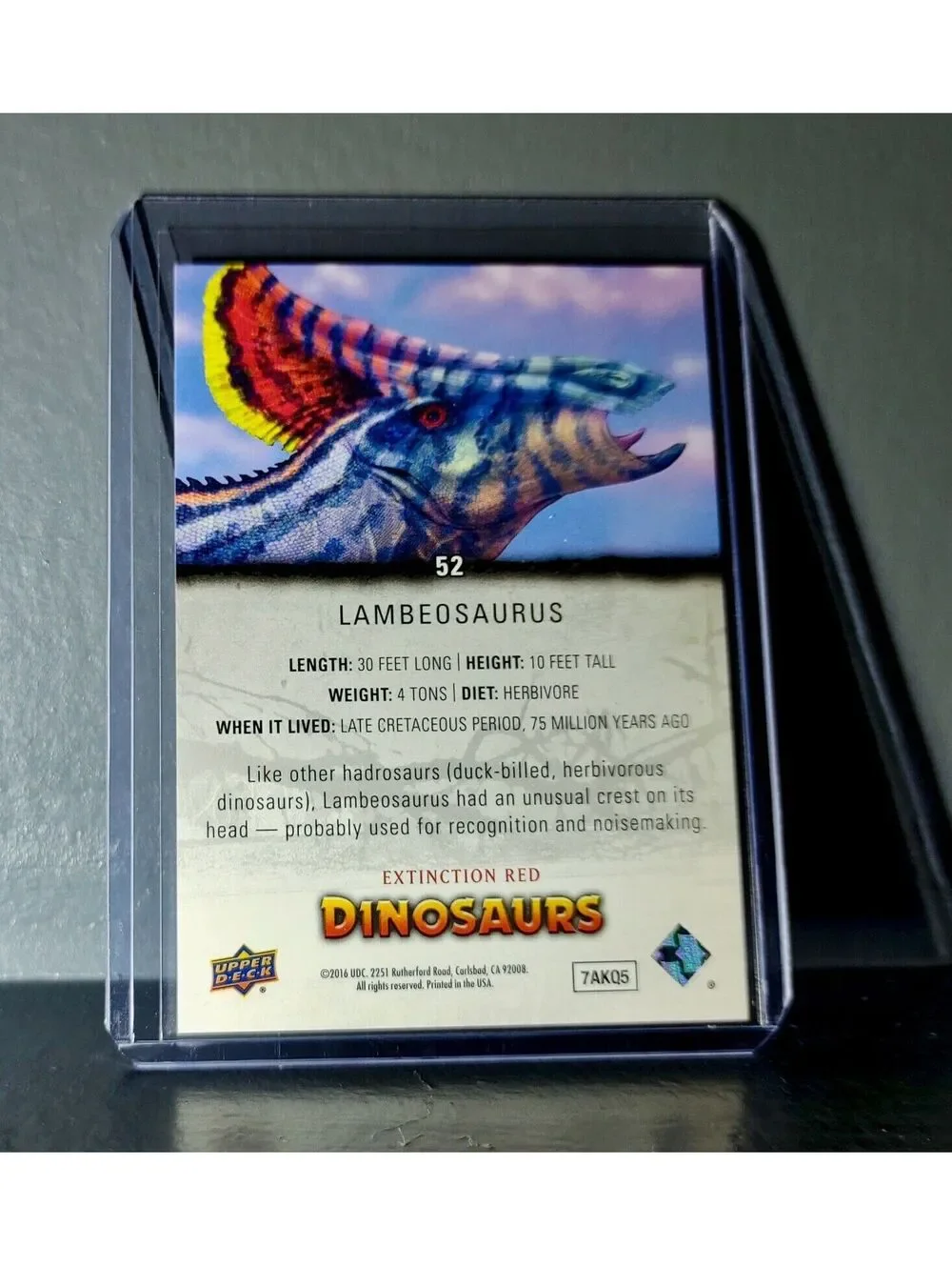 2015 Upper Deck Dinosaurs Lambeosaurus Extinction Red Parallel #52 Card
